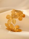 Fashion Leaf Flower Geometric Love Opening Stainless Steel Bracelet For Women With Electroplating