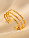Fashion Leaf Flower Geometric Love Opening Stainless Steel Bracelet For Women With Electroplating