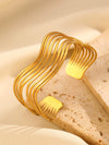Fashion Leaf Flower Geometric Love Opening Stainless Steel Bracelet For Women With Electroplating