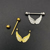 Fashion Leaf Star Wings Stainless Steel Inlaid Zircon Nipple Ring 1 Piece