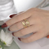 Fashion Leaf Titanium Steel Feather Open Ring