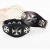 Fashion Leather Alloy Bracelet With Cross Rivet Letters Numbers Text Pattern Electroplating For Men