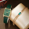 Fashion Leather Women's Square Watch With Stainless Steel And Pu Materials