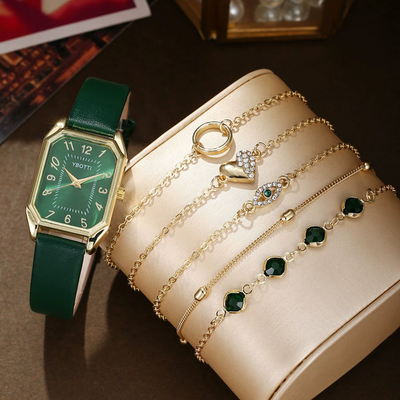 Fashion Leather Women's Square Watch With Stainless Steel And Pu Materials