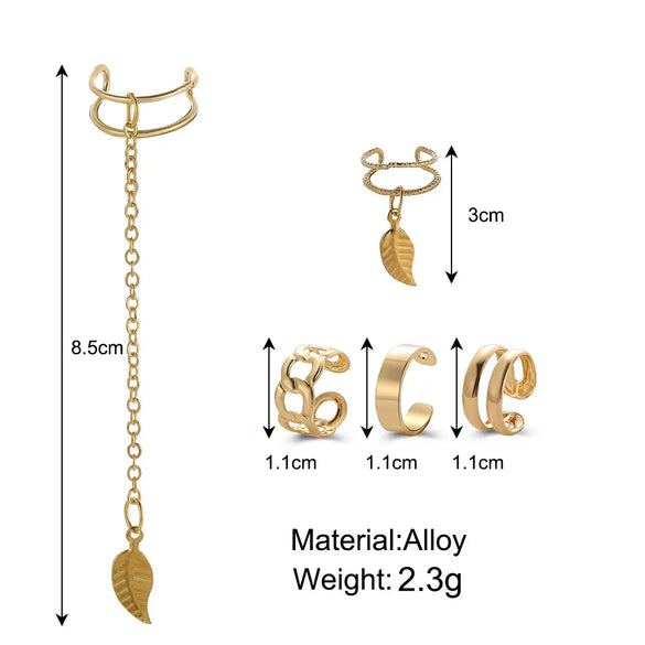 Fashion Leaves Ear Bone Clip 5-Piece Set Alloy Ear Clip