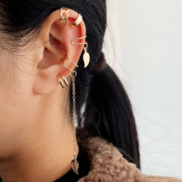 Fashion Leaves Ear Bone Clip 5-Piece Set Alloy Ear Clip