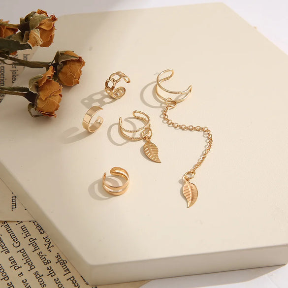 Fashion Leaves Ear Bone Clip 5-Piece Set Alloy Ear Clip