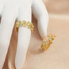 Fashion Leaves Gold Plated Inlay Zircon Women's Open Ring