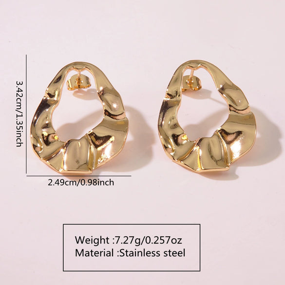 Fashion Leaves Stainless Steel Gold Plated Geometric Earrings For Women