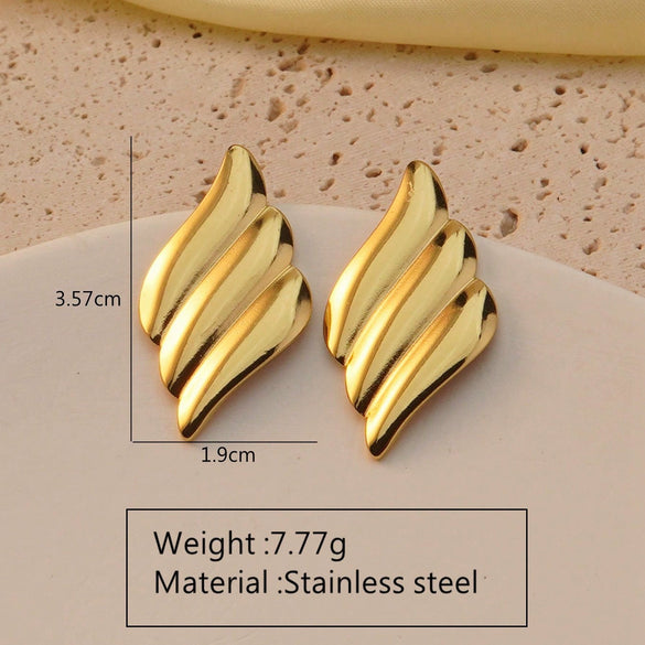 Fashion Leaves Stainless Steel Gold Plated Geometric Earrings For Women