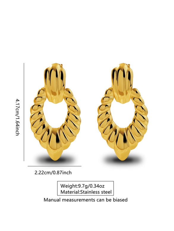 Fashion Leaves Stainless Steel Gold Plated Geometric Earrings For Women