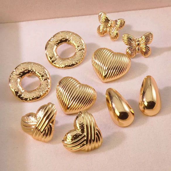 Fashion Leaves Stainless Steel Gold Plated Geometric Earrings For Women