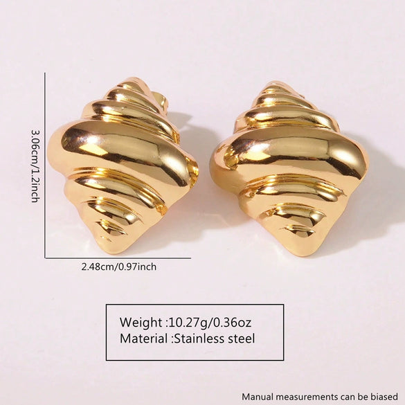 Fashion Leaves Stainless Steel Gold Plated Geometric Earrings For Women
