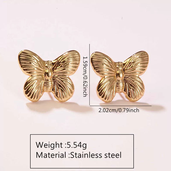 Fashion Leaves Stainless Steel Gold Plated Geometric Earrings For Women