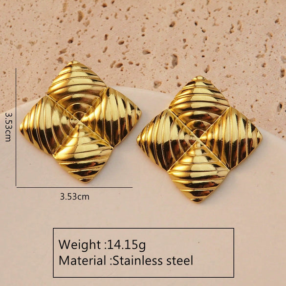 Fashion Leaves Stainless Steel Gold Plated Geometric Earrings For Women