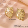 Fashion Leaves Stainless Steel Gold Plated Geometric Earrings For Women