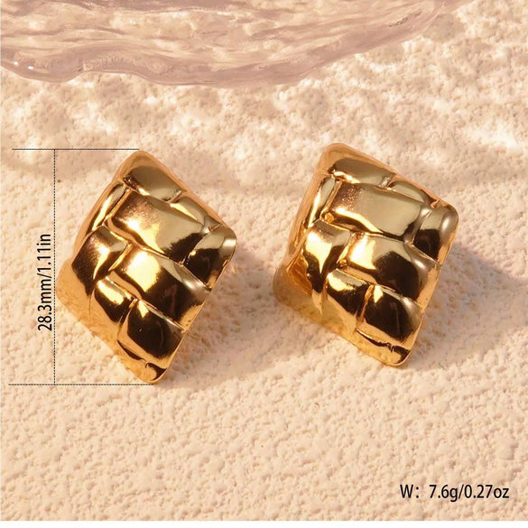 Fashion Leaves Stainless Steel Gold Plated Geometric Earrings For Women