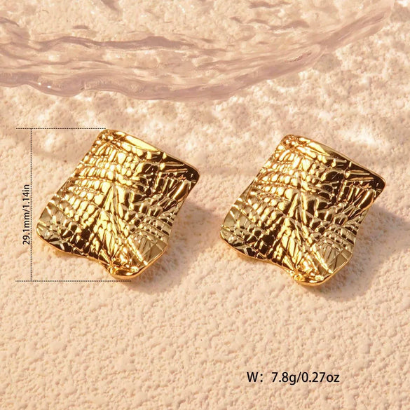 Fashion Leaves Stainless Steel Gold Plated Geometric Earrings For Women