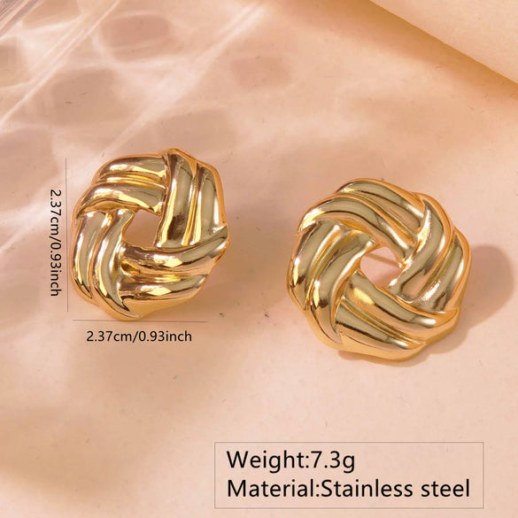 Fashion Leaves Stainless Steel Gold Plated Geometric Earrings For Women