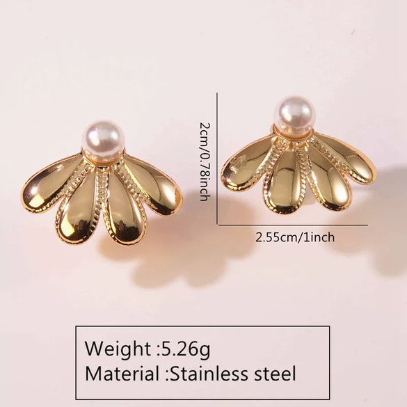 Fashion Leaves Stainless Steel Gold Plated Geometric Earrings For Women