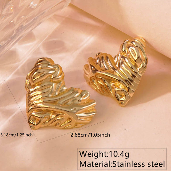 Fashion Leaves Stainless Steel Gold Plated Geometric Earrings For Women