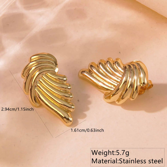 Fashion Leaves Stainless Steel Gold Plated Geometric Earrings For Women