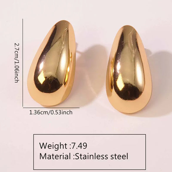 Fashion Leaves Stainless Steel Gold Plated Geometric Earrings For Women