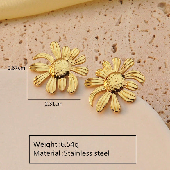 Fashion Leaves Stainless Steel Gold Plated Geometric Earrings For Women