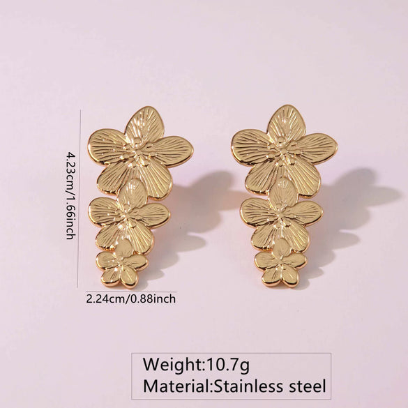 Fashion Leaves Stainless Steel Gold Plated Geometric Earrings For Women