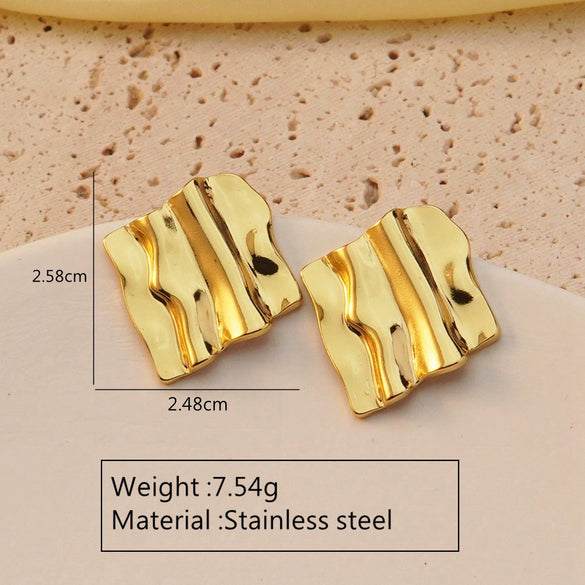 Fashion Leaves Stainless Steel Gold Plated Geometric Earrings For Women