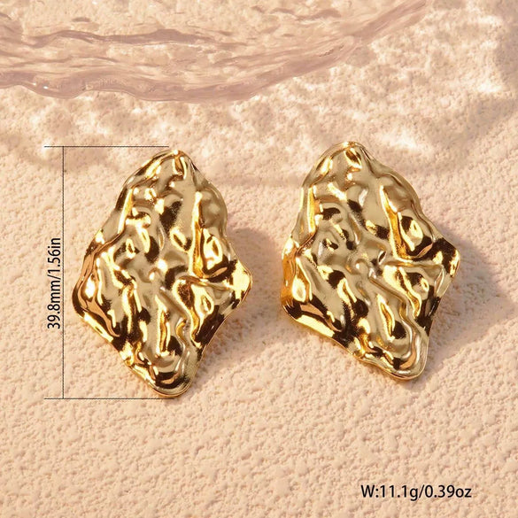 Fashion Leaves Stainless Steel Gold Plated Geometric Earrings For Women