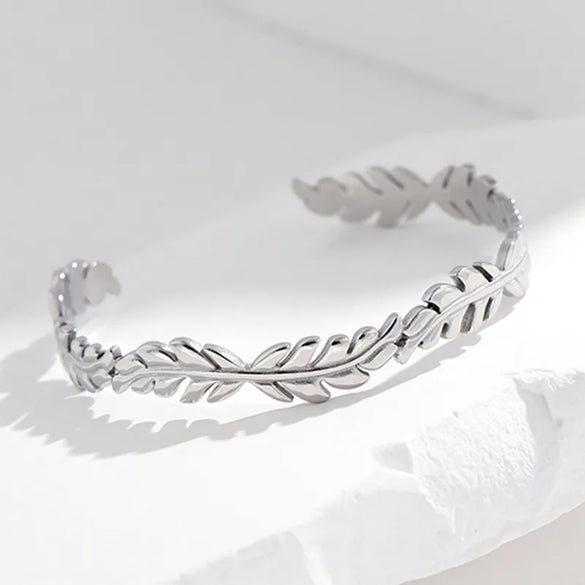 Fashion Leaves Titanium Steel Plating Bangle 1 Piece