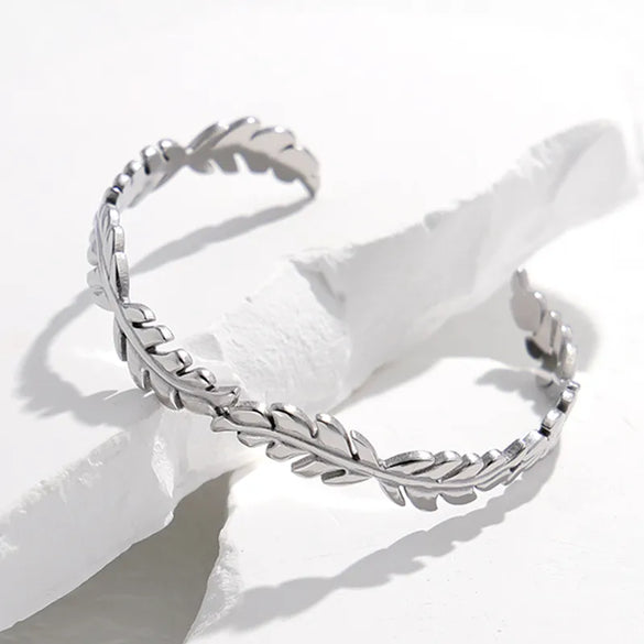 Fashion Leaves Titanium Steel Plating Bangle 1 Piece