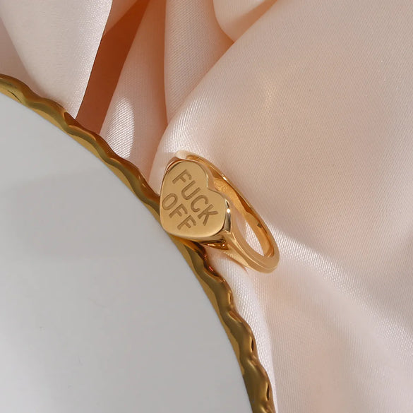 Fashion Letter Stainless Steel No Inlaid Gold Plated Rings