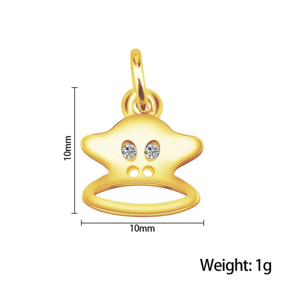 1 Piece Stainless Steel Zircon Letter Palm Mushroom