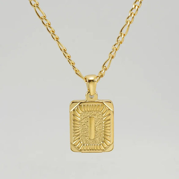 Wholesale Jewelry Fashion Letter Rectangle 304 Stainless Steel Titanium Steel 18K Gold Plated Gold Plated Pendant Necklace
