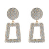 Fashion Light Luxury Alloy Geometric Hollow Earrings With Zirconia Inlay And Metal Diamond Look Design