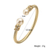 Fashion Light Luxury Copper Zircon Pearl Opening Bracelet With Micropaved Geometric Design For Women