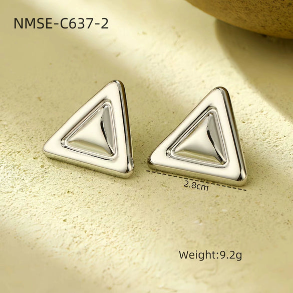 Fashion Light Luxury Geometric Square Titanium Steel And Stainless Steel Earrings With Fivepointed Star And Electroplating Design For Women