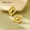 Fashion Light Luxury Geometric Square Titanium Steel And Stainless Steel Earrings With Fivepointed Star And Electroplating Design For Women
