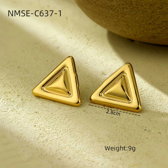 Fashion Light Luxury Geometric Square Titanium Steel And Stainless Steel Earrings With Fivepointed Star And Electroplating Design For Women