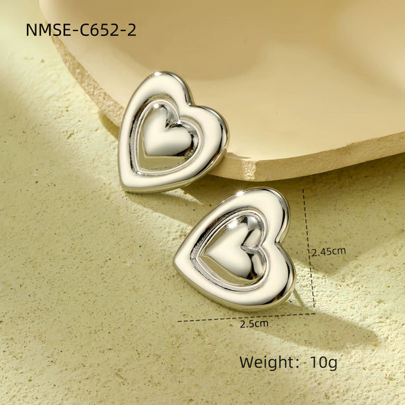 Fashion Light Luxury Geometric Square Titanium Steel And Stainless Steel Earrings With Fivepointed Star And Electroplating Design For Women
