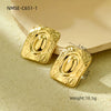 Fashion Light Luxury Geometric Square Titanium Steel And Stainless Steel Earrings With Fivepointed Star And Electroplating Design For Women