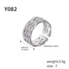 Fashion Light Luxury Geometric 316L Stainless Steel Pvd Gold Plated Adjustable Women's Ring