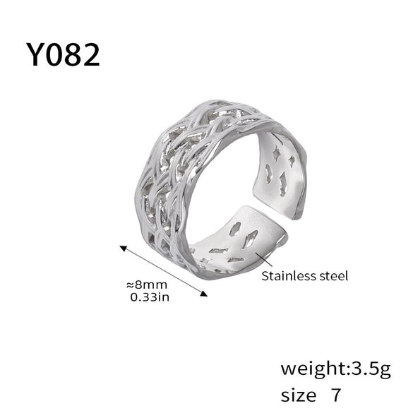 Fashion Light Luxury Geometric 316L Stainless Steel Pvd Gold Plated Adjustable Women's Ring