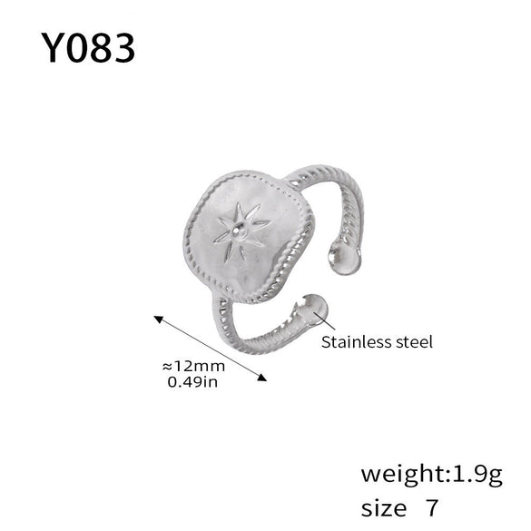 Fashion Light Luxury Geometric 316L Stainless Steel Pvd Gold Plated Adjustable Women's Ring