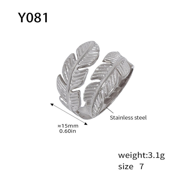 Fashion Light Luxury Geometric 316L Stainless Steel Pvd Gold Plated Adjustable Women's Ring