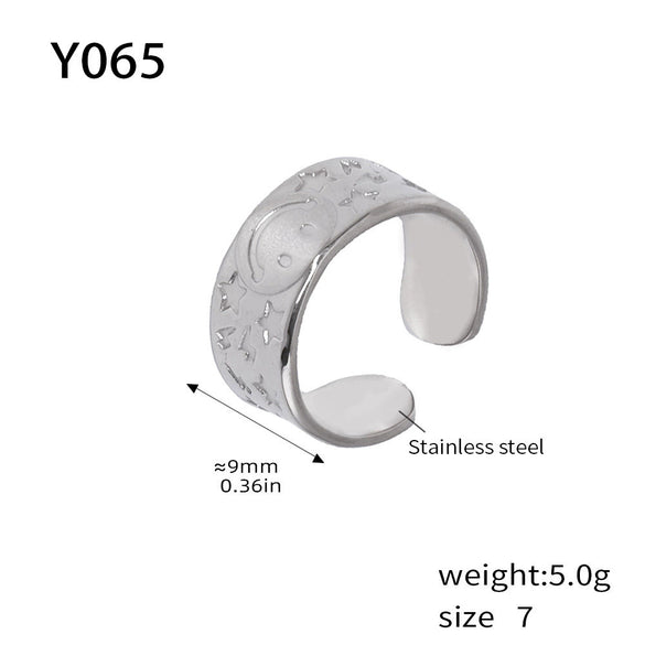 Fashion Light Luxury Geometric 316L Stainless Steel Pvd Gold Plated Adjustable Women's Ring