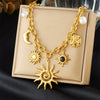 Fashion Light Luxury High End Sense Gold Plated Stainless Steel Star Shaped Pendant Necklace With O Word Chain And Gem Pearl Accessories Electroplated