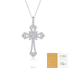 Fashion Light Luxury Moissanite Inlaid 925 Silver Women's Geometric Cross Clavicle Necklace With O Word Chain